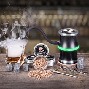 Electric Whiskey Smoker Kit, Cocktail Smoker Kit with Whiskey Stones & 8 Flavors Wood Chips, Drink Bourbon Old Fashioned Smoker Kit, Whiskey Gifts for Men, Dad, Husband, Boss, Boyfriend, Electric Smoker Kit-mat Black