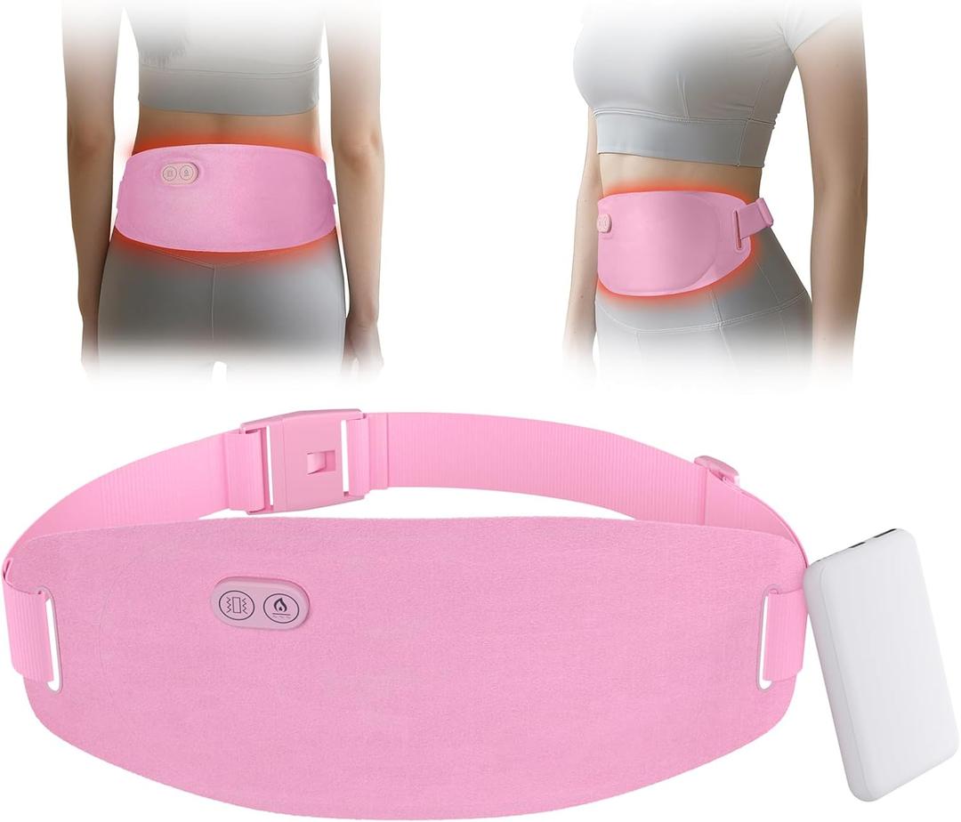 Portable Heating Pad for Cramps, Larger Heating Area Ultra Thin Cordless Electric Period Fast Heat Pad Back Pain Relief Menstrual Belt 3 Heat 5 Massage for Women Her Christmas Stocking Stuffers