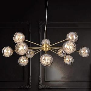 Sputnik Chandeliers Modern Glass Bubble Chandelier Wired Aluminum Pendant Lighting W37.4 12-Light Brushed Brass Ceiling Fixture for Dining Room Foyer Kitchen Island Bedroom Living