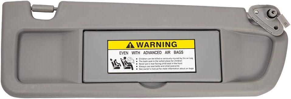 Right Passenger Side Sun Visor Sunvisor Compatible with 2006 2007 2008 2009 2010 2011 06 07 08 09 10 11 Civic Replaces# 83230-SNA-A01ZC, Light Gray
