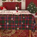 Christmas Rectangle Table Cloth,100% Waterproof Tablecloth,Christmas Decorations for Home, Vinyl Tablecloth Plastic Table Cover for PartyPicnic,Dining,Outdoor 52" x 70",Crimson Checked
