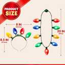 JOYIN 6 Pcs Christmas Light Up Headband and Necklace with 6 Flashing Modes, LED Christmas Bulb Lights Necklace Headband for Kids Women Men Xmas Party Supplies Accessories