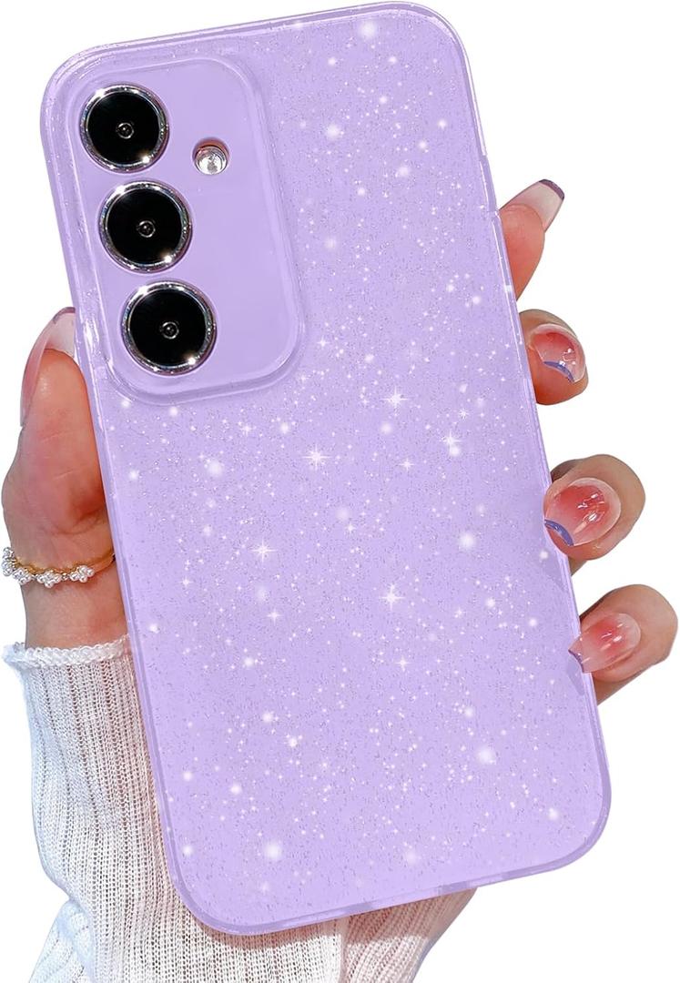 for Samsung Galaxy S23 FE Case, for Galaxy S23 FE Case Glitter Cute for Women Girls Girly Sparkly Bling Neon Bright Color Slim Soft Phone Case Cover for Samsung S23 FE, Purple