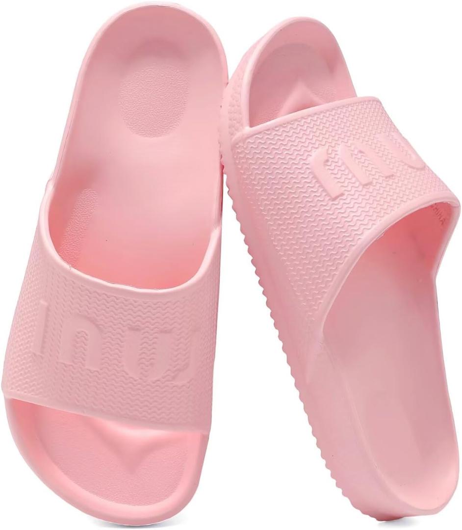 Arch Support Slides Comfortable Beach Pool Slippers, Lightweight Indoor Outdoor Slide Shower Bathroom Sandals Quick Drying 8-8.5