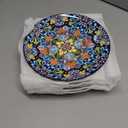 8.5 Inch Ceramic Dinner Plates Set of 6, Bohemian Appetizer Dessert Plates, Microwave Oven Dishwasher Safe, Hand Painted Artisan Design, Gift for Housewarming Thanksgiving