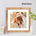 iRahmen 10x10 Picture Frame Set of 4 with Real Glass, Rustic Brown Frames Display 8x8 Picture with Mat or 10 x 10 Without Mat, Wooden Square Photo Frame for Wall Mount and Tabletop Display