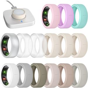 15 Pack Ultra-Thin Ring Covers Compatible with Oura Ring Gen 4/4 Ceramic/3 Cover, Anti-Scratch Silicone Protector Accessories for ULTRAHUMAN AIR/RingConn Gen 2/Gen 2 Air for Women Men (S for 6/7/8/9/10)
