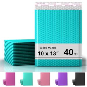 10 x 13 Inch Bubble Mailer 40 Pack, Waterproof Padded Envelopes with Strong Self-Seal Adhesive, Cushioning Shipping Bags with Bright Color for Small Business - Minty Blue