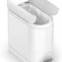 simplehuman 10 Liter / 2.6 Gallon Butterfly Lid Bathroom Step Trash Can, White Steel