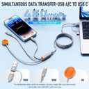 Travel Essentials 3 in 2 Multi Charging Cable 100W USB A/C to Dual USB C/for Apple Watch Charging Cable Silicone Fast Charge Compatible with iPhone 17-15 Series iPad MacBook, Type-C Devices 5FT-Grey