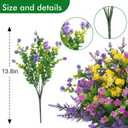 Hananona 12 Pcs Artificial Flowers Outdoor, Faux Artificial Plants UV Resistant Plastic Flower Bulk for Hanging Planter Porch Window Home Wedding Fall Summer Decor (12, Fuchsia, Purple, Yellow, Green)