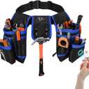 Tool Belt with 27 Pockets and 3 Magnetic Zones, Freely-Combinable, Heavy-Duty yet Lightweight Tool Pouch & Tool Belts for Men: Electricians, Carpenters, DIYers A Great Gift Fathers and Husbands(Blue)
