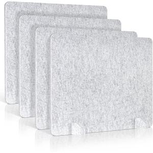 4 Pack Acoustic Desk Dividers - 24" x 20" Freestanding Privacy Panels Set with Noise - Reducing Design Cubicle Sound Proof, Ideal for Office, Classroom, and Home (Silver Gray)