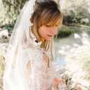 Unsutuo Bride Wedding Veil 1 Tiers Lace Applique Fingertip Bridal Tulle with Hair Comb for Women and Girls (White) (White)