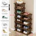 AFOORD Vertical Shoe Rack-Tall Narrow Shoe Rack Organizer for Small Spaces,12Tier Bamboo Shoen Shelf for Entryway,Closet,Corner,Doorway,Skinny Shoe Shelf Space Saving Shoe storage,Free Stackable DIY