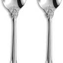 KEAWELL 2-Piece Gorgeous Large Serving Spoon, 18/10 Stainless Steel, Fine Large Serving Spoon, Sturdy Tablespoon, Dishwasher Safe, 9.4" (Silver)