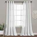 Lush Decor Hygge Stripe Window Curtain Panel Pair, 108" Long x 52" Wide, Black & White