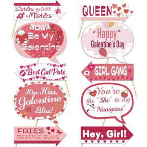 Ansoufien Galentines Day Photo Booth Props  10 Pack Fun Party Signs for Friends, Girl Gang & Besties  Cute Pink & Red Speech Bubbles & Arrows for Galentines Day, Bachelorette, Birthday Parties