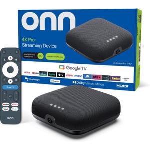 IT'S BRAZILIAN onn 4K Pro Streaming Device, Google TV with Gemini* - Ultra-Fast Streaming, Stunning 4K UHD, 32GB Storage, 3GB RAM, Dolby Vision & Atmos, Find My Remote with Backlight, Ethernet Port