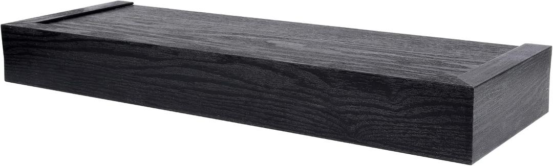 HIGH & MIGHTY 515602 Modern 18" Floating Shelf Holds up to 15lbs, Easy Tool-Free Dry Wall Installation, Flat, Retail Packaging, Black