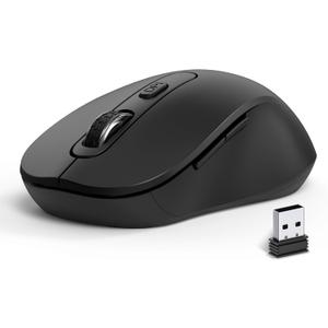 Wireless Mouse for Laptop, PC, Chromebook, Mac, MacBook, Silent Wireless Mouse with USB Nano Receiver, Side Button, 2400 DPI, Anti Slip Roller, 6 Button Ergonomics Cordless Computer Mice - Black