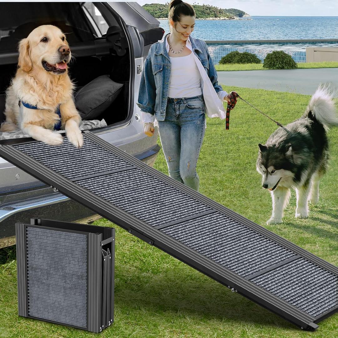 Dog Ramp for Car 63" Long & 17" Wide Portable Dog Ramps for Large Dogs with Non-Slip Rug Surface Dog Car Ramp for SUV Car & Truck, Folding Dog Ramp Up to 250LBS Dog Ramp for Car 63" Long & 17" Wide Portable Dog Ramps for Large Dogs with Non-Slip Rug Surface Dog Car Ramp for SUV Car & Truck, Folding Dog Ramp Up to 250LBS