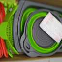 BaraBara 10 pcs Silicone Telescopic Collapsible Strainers with Handles, Foldable Bowl, Clip on Drainer. Green Spoon Rest, 3 ladle Masher Spoons. Silicone Gloves Heat Resistant Bundle Cooking Set.