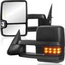 2x Left & Right Power Heated Towing Mirrors Compatible for 2003-2006 Chevy Silverado/GMC Serial/Cadillac Escalade w/Flashing Amber Turn Light Clearance Lamp -Black