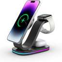 LDOPTO 4 in 1 Wireless Charging Station, Qi2 15W Charger Station for iPhone 17/ 16/ 15/ 14/ 13/ 12 Series, iWatch, Airpods, iPad
