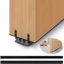 2 Pack Door Draft Stopper, Cuttable Concealed Kerf/Channel Fit Under Door Sweep, Draft Stopper Threshold Seal Bottom of Door Weatherstrip Kerf Weather Stripping Doors (Black, 39 inch)