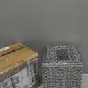 Sumnacon Tissue Box Cover Square Tissue Box with Lid, Metal Tissue Box Holder Stylish Tissue Cover Cube Tissue Box Cover for Bathroom Toilet Kitchen Table Desk Home Office, Silver
