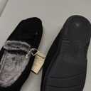 DL Men's Moccasin Slippers - Indoor & Outdoor, Suede Mens House Slippers with Memory Foam, Faux Fur Lining, Non Slip Outsole (8, Black)