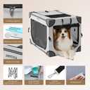 EHEYCIGA Collapsible Dog Crate 36 Inches, Portable Travel Crate for Large Dogs, Soft Foldable Pet Kennel with 4-Door Mesh Windows Indoor & Outdoor, Grey