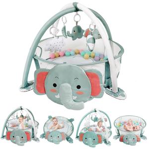 dearlomum 4-in-1 Baby Play Mat Baby Gym,Tummy Time Mat for Floor Activity Gym Ball Pit Including 30 Balls with 5 Infant Learning Sensory Baby Toys for Newborn Toddler Boy & Girl Gifts(Elephant) dearlomum 4-in-1 Baby Play Mat Baby Gym,Tummy Time Mat for Floor Activity Gym Ball Pit Including 30 Balls with 5 Infant Learning Sensory Baby Toys for Newborn Toddler Boy & Girl Gifts(Elephant)