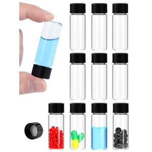 4ml Clear Small Glass Vials with Screw Caps, Small Vials for Essential Oil, Leak-Proof Sample Vials with Lids (10pcs)