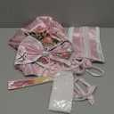 Japanese Anime Women's Kimono Robe Geisha Yukata Sweet Dress Blossom Satin Bathrobe Sleepwear Fans Tabi Socks Set (S, Pink)