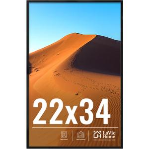 LaVie Home 22x34 Picture Frame for Wall Display, 22x34 Black Picture Frame with HD Plexiglas, 22 x 34 Poster Frame 1 Pack, Display Frame for Vertical or Horizontal, Classic Collection