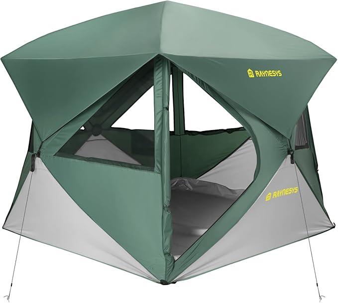 Camping Tent, 4 Person Tent for Camping, Setup in 60 Seconds, 4 Person Pop up Tents, Hub Tents, Water-Resistant, Windproof, Instant Cabin with Removable Floor, Portable