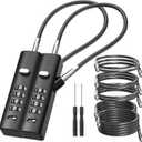 4-Digit Combination Cable Luggage Lock with 3 Interchangeable Steel Cables (9"/24"/47")  for Bike, Backpack, Gym, Cabinet, Gate (Black, 2 Pack)