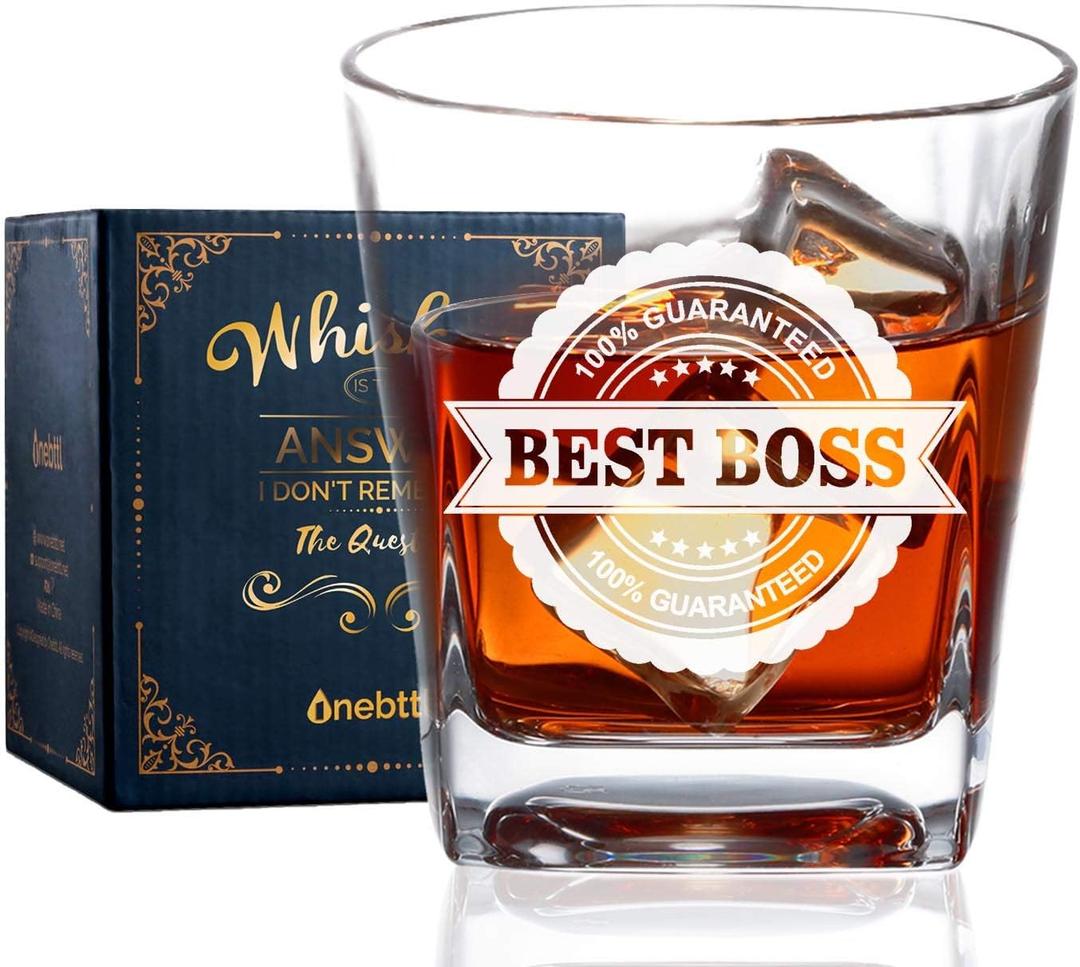 Onebttl Boss Gifts for Men, Whiskey Glass, Old Fashioned Glass, Perfect Idea for Men/Male in Boss Day, Birthday, Christmas, Appreciation, Office-BEST