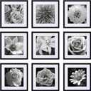 eletecpro 20x20 Picture Frames Set of 9 Classic Gallery Wall Frame Set, Displays 16x16 or 20x20 without Mat, Black Picture Frames Collage Wall Decor, Big Frames for Home Decor