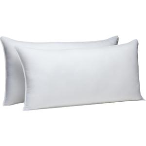 Amazon Basics Down Alternative Bed Pillows for Back and Side Sleepers, Medium Density, King Size, 36" x 20", White, 2-Pack