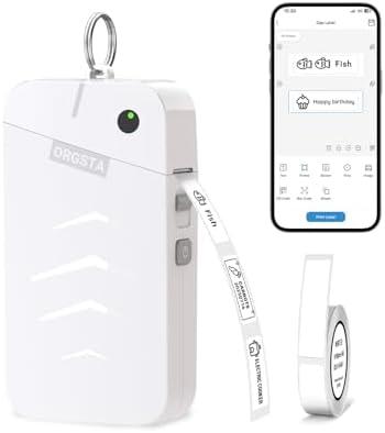 ORGSTA Label Maker Machine with Tape Bluetooth Portable Thermal Labelling Printer for School Home Office Organization, Wireless Mini Labeler S001 Label Machine with Label Sticker Maker, White