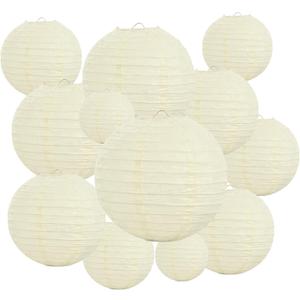 20Pcs Cream Paper Lanterns for Parties, 6” 8” 10” 12” Chinese Asian Hanging Round Paper Lanterns for Birthday Wedding Halloween Christmas Home Decor Party Decor