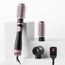Blow Dryer Brush, 3-in-1 Rotating Hair Dryer Brush with 3 Heads for Drying Styling Volumizing Curling Sleeking in One Step for Long Hair, 3 Temperatures, Negative Ionen, Ceramic Coating, 360 Rotating (Rose)