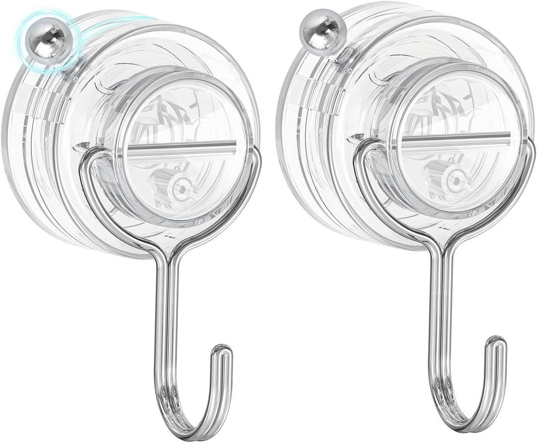Suction Cup Hooks for Shower, Upgrade Twist-Lock Clear Suction Towel Hooks Heavy Duty Removable Bathroom Suction Hooks for Shower Tile Wall Glass Door Window 2 Pack