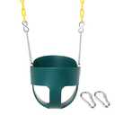 High Back Full Bucket Toddler Swing Seat with Yellow Coated Chains Fully Assembled Baby Swing Set Accessories (Green)