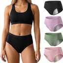 Women's Leakproof Cotton Underwear Washable Reusable Incontinence Panty Bladder Leak Absorbent Briefs, Large