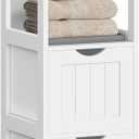 VASAGLE Storage Cabinet, Storage Organizer Rack Stand for Bathroom, Living Room, Bedroom, Multifunctional Corner Unit, 2 Drawers, 35 Inches in Height, White UBBC42WT