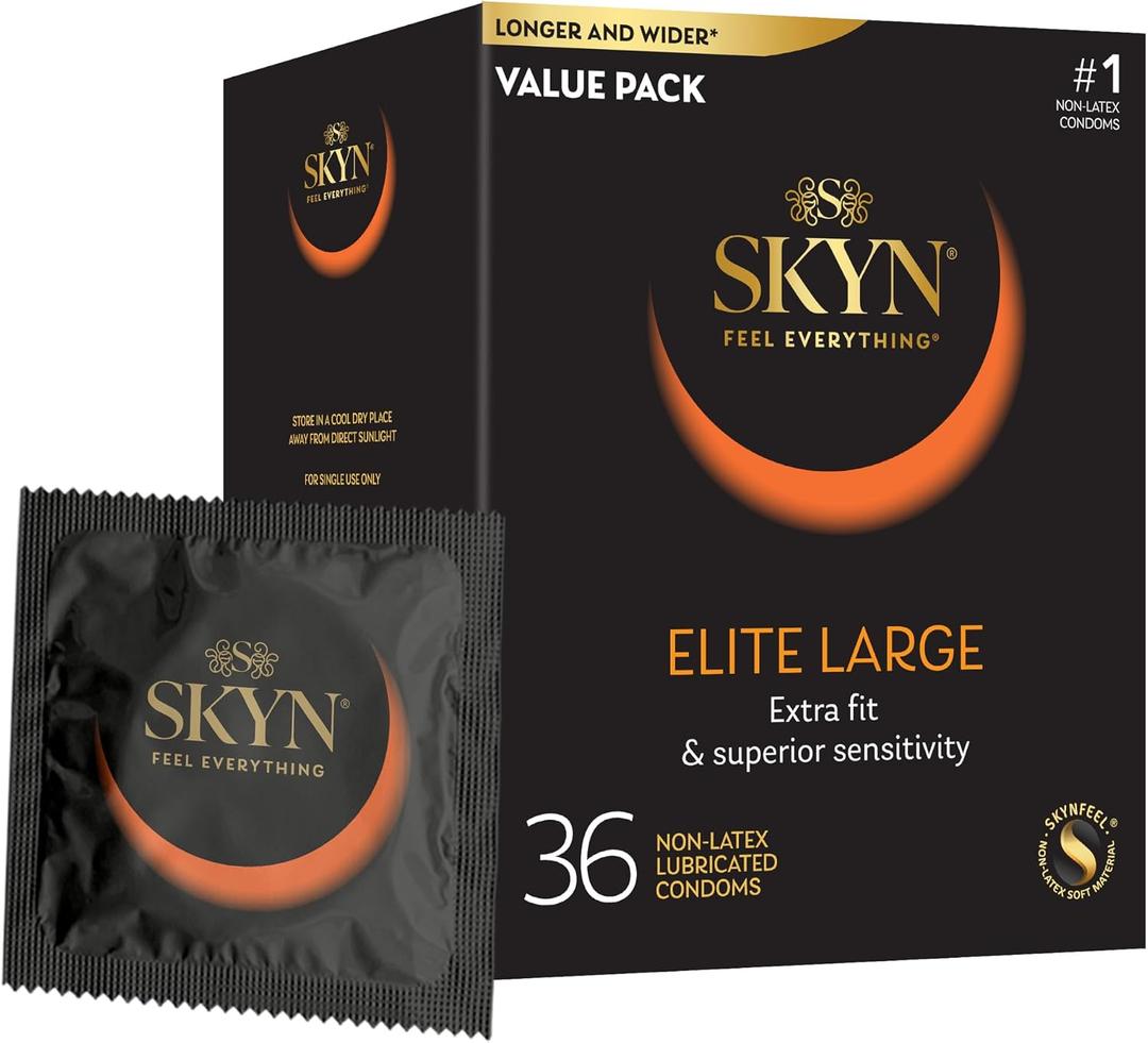 SKYN Elite Large Condoms 36 Count Ultra-Thin, Lubricated Latex-Free Condoms, Longer and Wider for a More Comfortable Fit